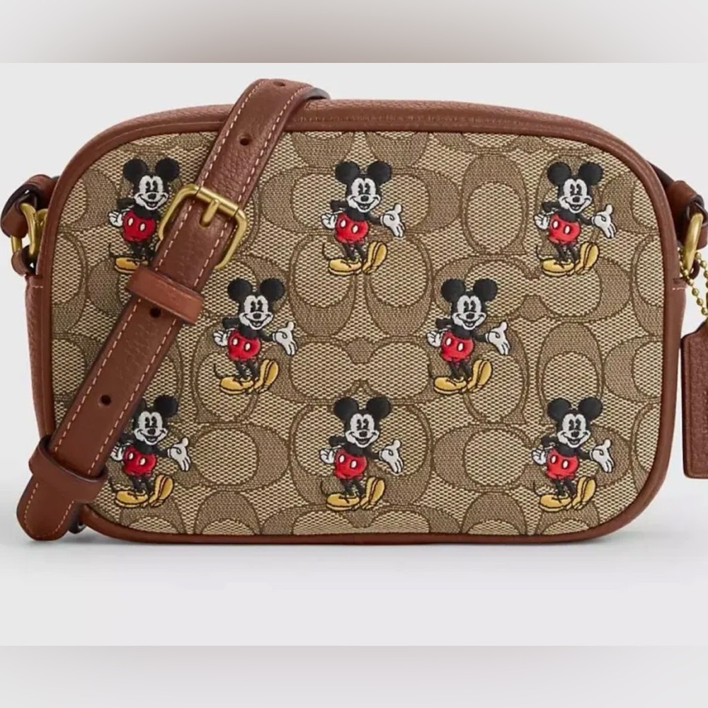 Coach Brown Signature Canvas Mickey Mouse Crossbody Bag